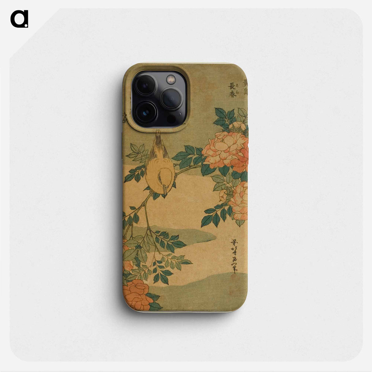 Hokusai's Warbler and Roses - Katsushika Hokusai Phone Case.