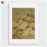 アートポスター-Hokusai's Warbler and Roses - 葛飾 北斎 Poster.