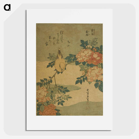 アートポスター-Hokusai's Warbler and Roses - 葛飾 北斎 Poster.