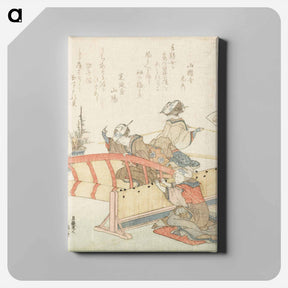 アートパネル-Bamboo screen shell Sudaregai from A comparison of Genroku poems and shells - 葛飾 北斎 Canvas.
