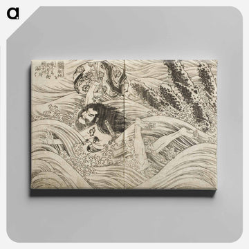 Hokusai's Pages from the New Illustrated Edition of 'Tales of the Water Margin' - 葛飾 北斎 Canvas.