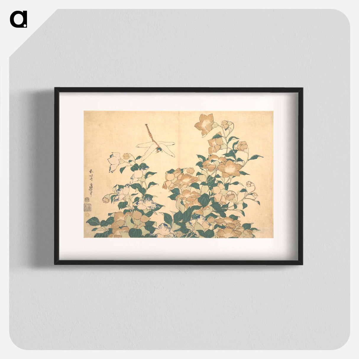 アートポスター-Hokusai's dragonfly and bellflower - 葛飾 北斎 Poster.