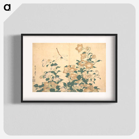 アートポスター-Hokusai's dragonfly and bellflower - 葛飾 北斎 Poster.