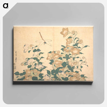 Hokusai's dragonfly and bellflower - 葛飾 北斎 Canvas.