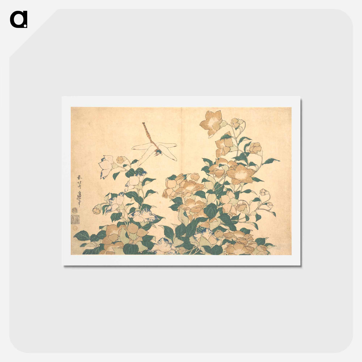 アートポストカード-Hokusai's dragonfly and bellflower - 葛飾 北斎 Postcard.