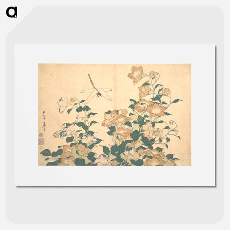 アートポスター-Hokusai's dragonfly and bellflower - 葛飾 北斎 Poster.