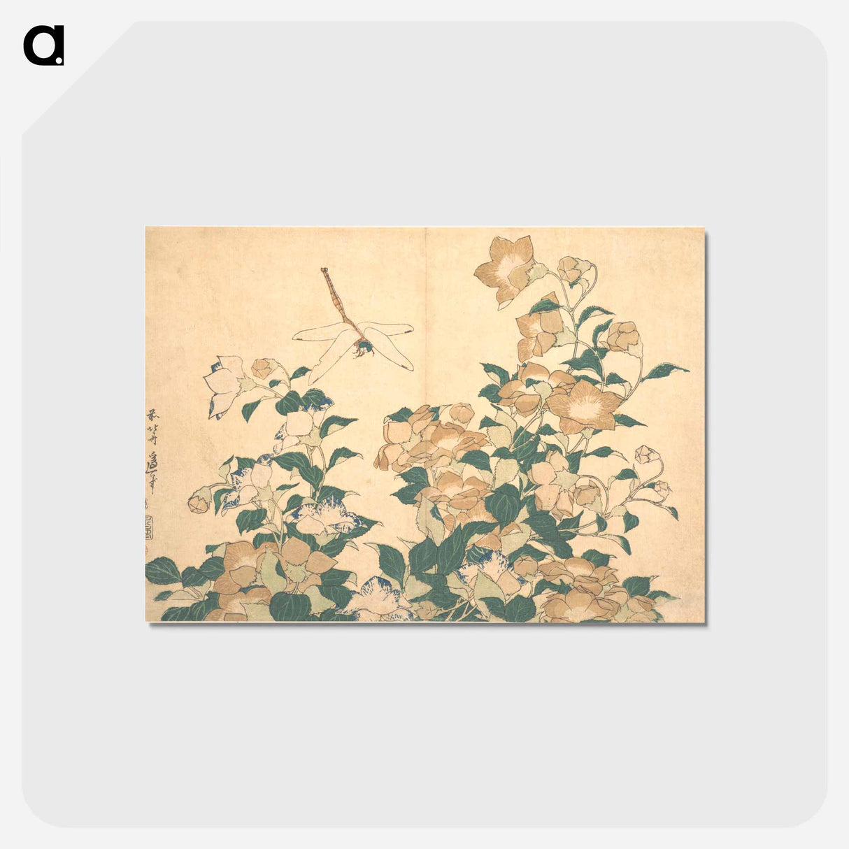アートポストカード-Hokusai's dragonfly and bellflower - 葛飾 北斎 Postcard.