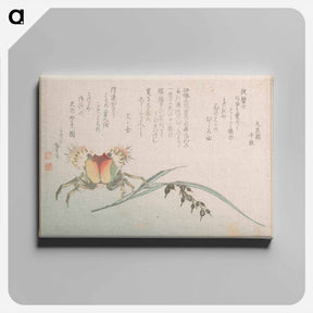 アートパネル-Crab and Rice Plant - 葛飾 北斎 Canvas.