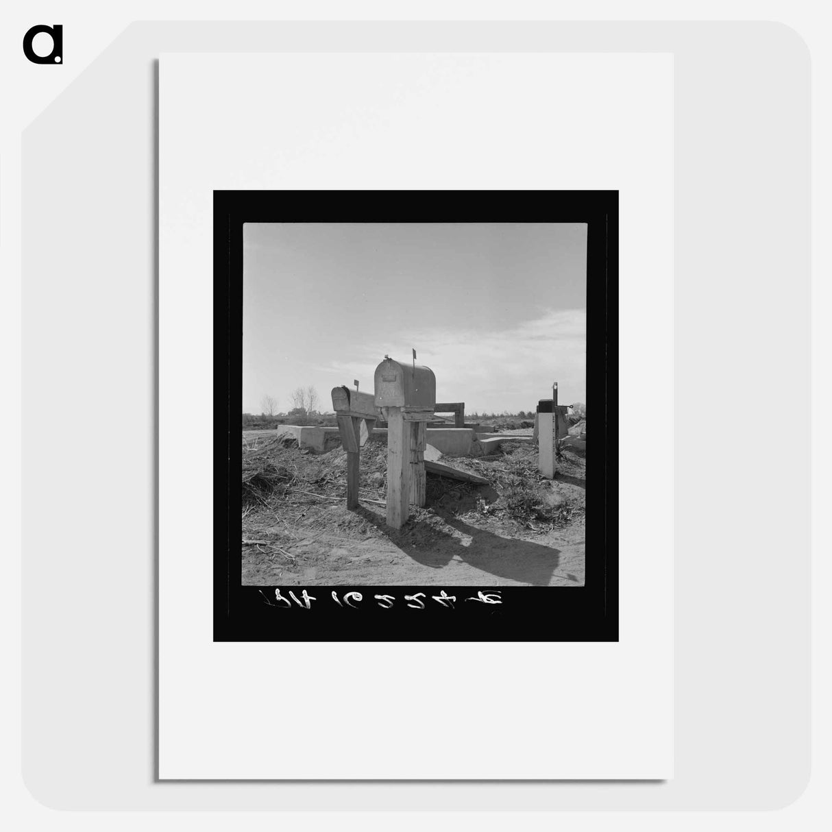 Mail boxes and irrigation gates. Imperial Valley, California. - ドロテア ラング Poster.