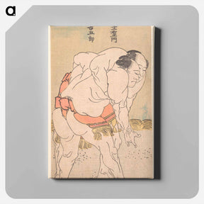 アートパネル-The Sumo Wrestlers Takaneyama Yoichiemon and Sendagawa Kichigorō - 葛飾 北斎 Canvas.