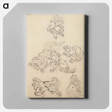 Six Lions - 葛飾 北斎 Canvas.
