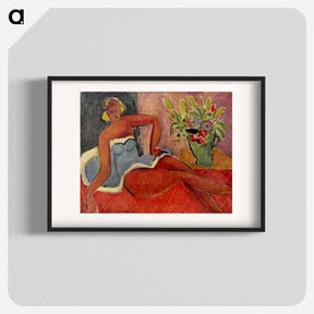 アートポスター-Woman Lying Close to a Vase of Flowers - アンリ マティス Poster.