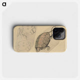 Two Sketches: One of a Turtle, the Other of Two Unidentified Objects - 葛飾 北斎 Phone Case.