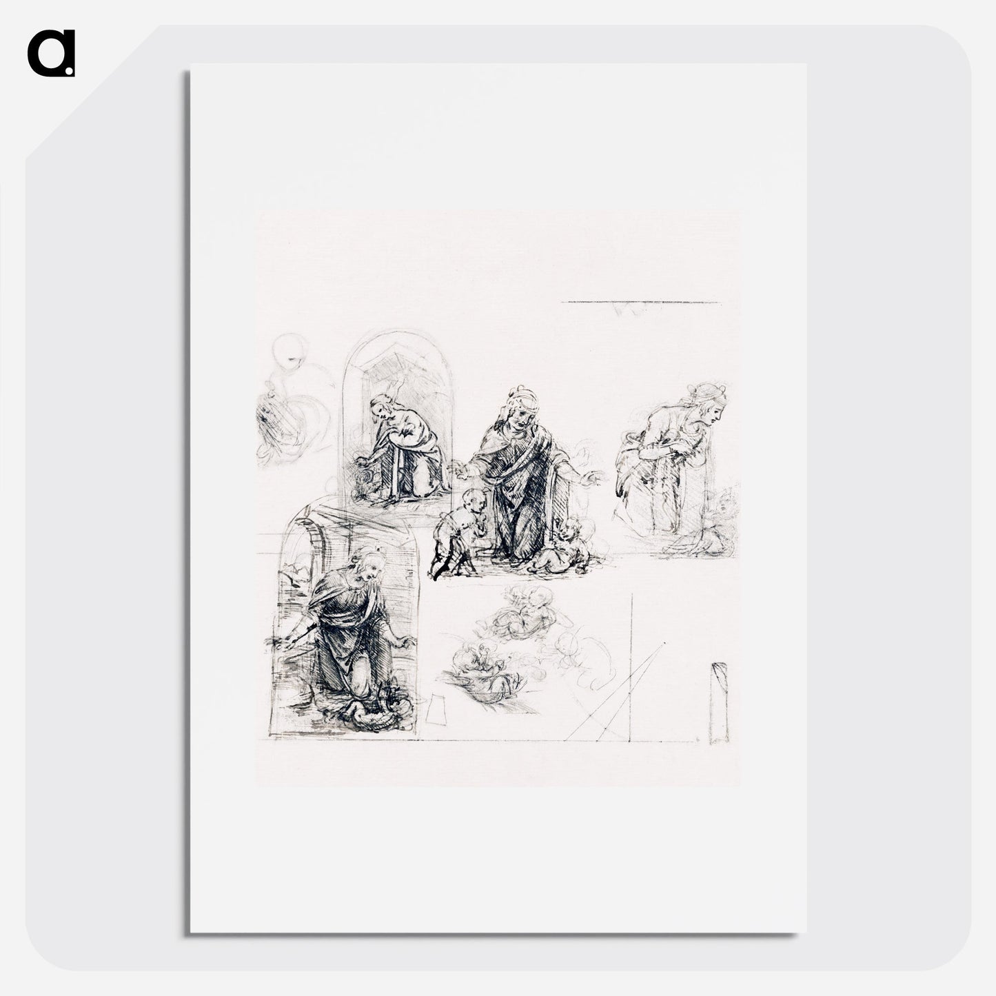 Compositional Sketches for the Virgin Adoring the Christ Child Poster. - artgraph.