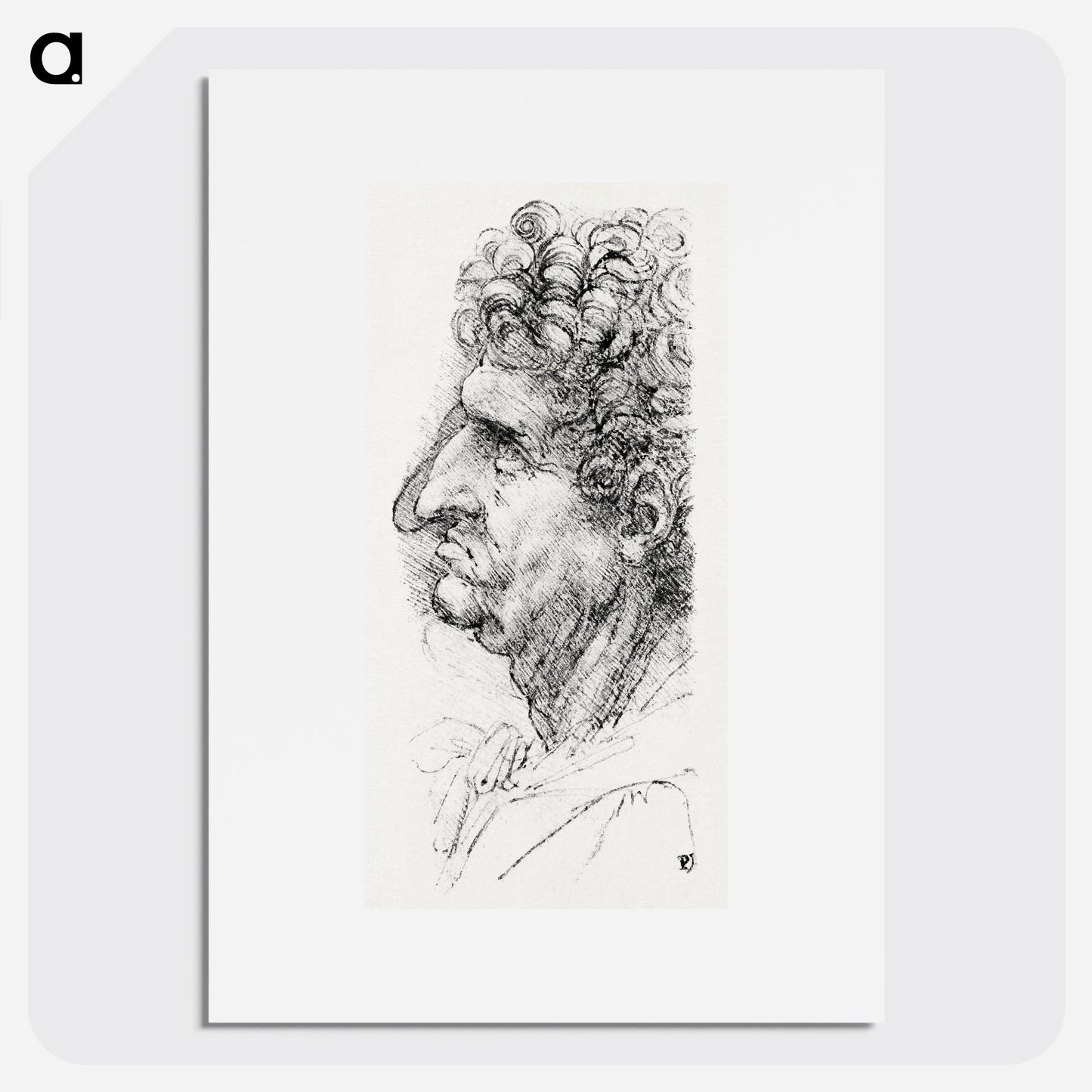 Head of a Man in Profile Facing to the Left Poster. - artgraph.
