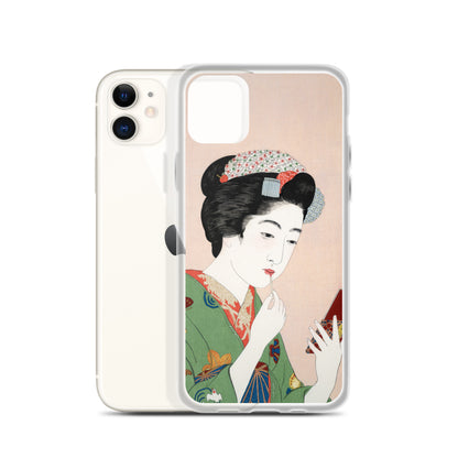 Woman Applying Rouge iPhone Case