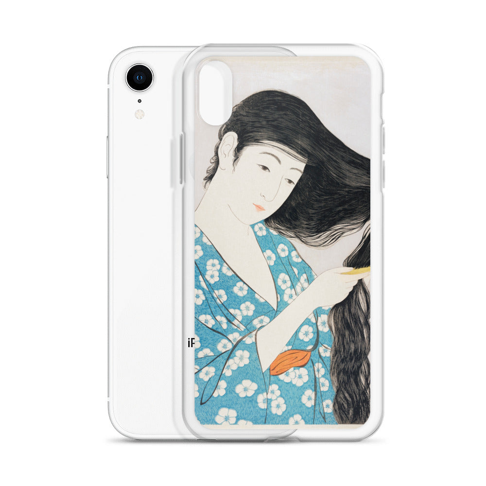 Woman Combing Her Hair iPhone Case